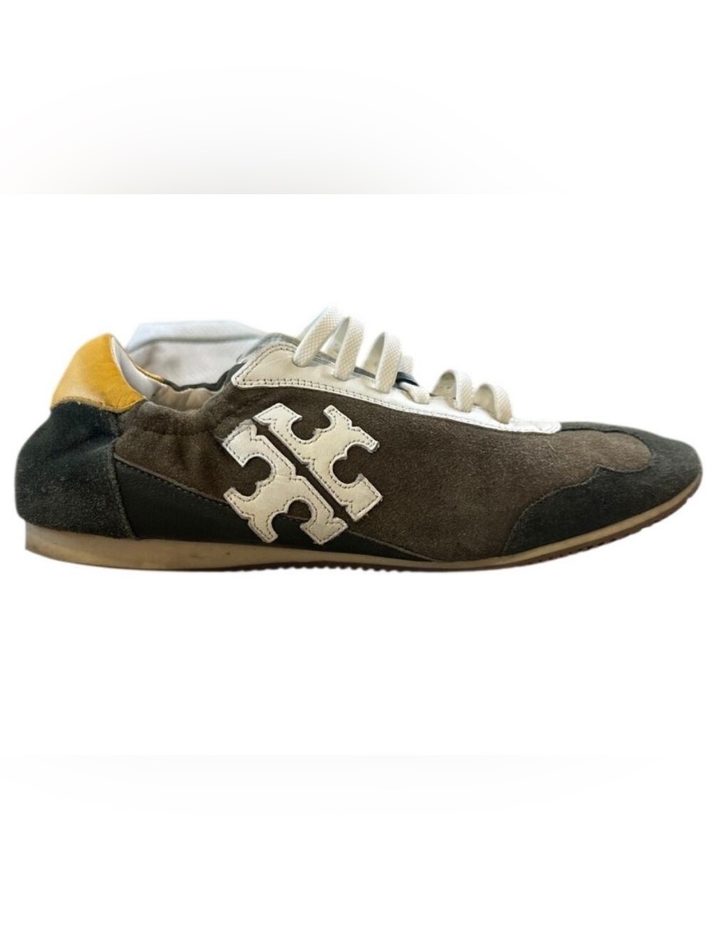 Tory Burch Retro Olive Suede Trainers Sneakers Size 9‎